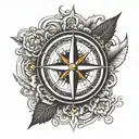 Compass: Drawn with thin, simple lines. Includes an intertwined S and A and the infinity symbol. tattoo design idea