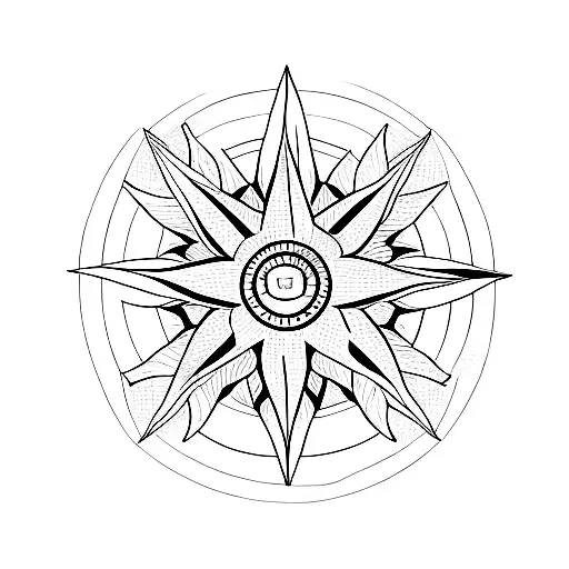 compass with maple leafs, a sunflower and a pacific dogwood flower too tattoo design idea