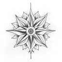compass with maple leafs, a sunflower and a pacific dogwood flower too tattoo design idea