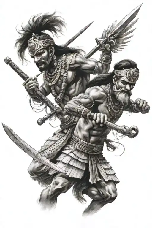 South Indian battle warriors and represent strength tattoo design idea