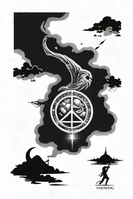 tamil, peace, kindness, wild strength, moon, outer space, warriors tattoo design idea
