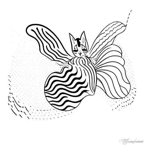 A cat transforming into a colorful butterfly tattoo design idea