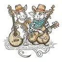 drunk barnyard animals playing musical instruments tattoo design idea