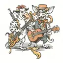 drunk barnyard animals playing musical instruments tattoo design idea