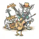 drunk barnyard animals playing musical instruments tattoo design idea