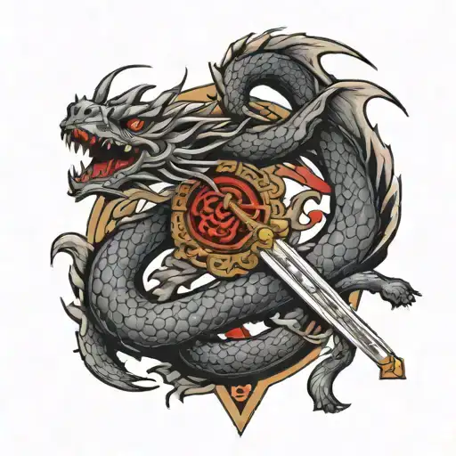 dragon tattoo design on katana sword sur tattoo design idea