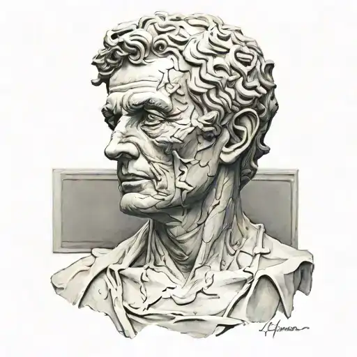 statue portraying extreme emptiness medium size tattoo design idea