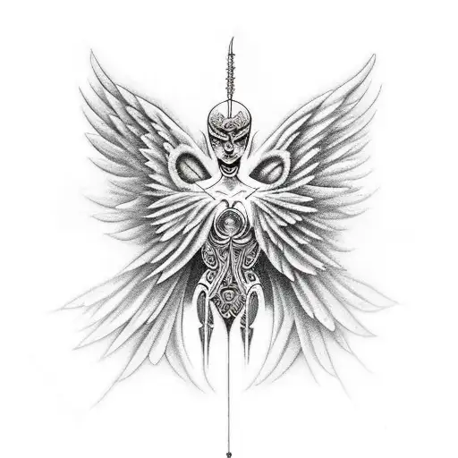 Dark Angel, tattoo, angel, dark, black, woman, sword, HD wallpaper | Peakpx