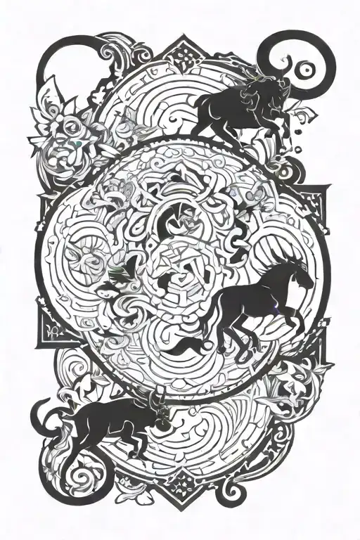 taurus aquarius libra zodiac sign tattoo design idea