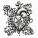 chained broken heart tattoo design idea
