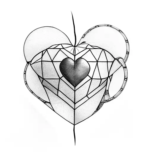 heart in hourglass behind a cage tattoo design idea