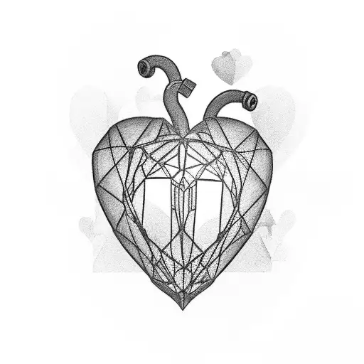 heart in cage inside and hour glass tattoo design idea