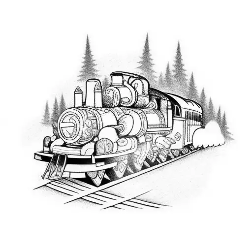 steam train tattoo design idea
