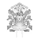 steam train tattoo design idea