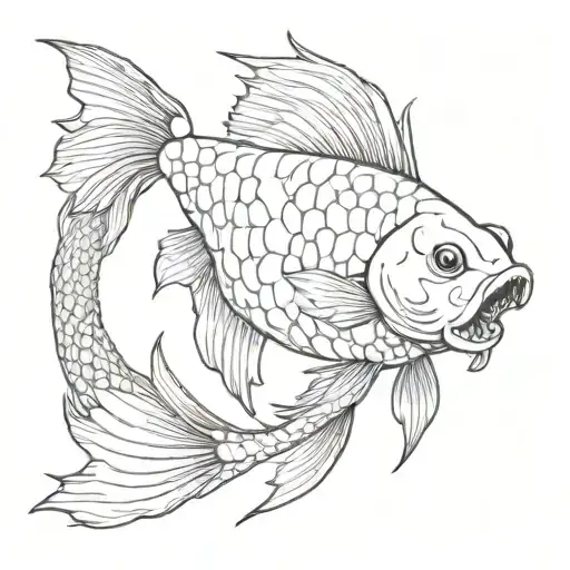 japanese style fish black and white cat with black tattoo design idea