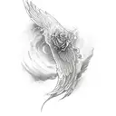 phoenix with rose arm sleeve tattoo design idea