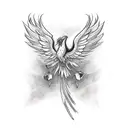 phoenix with rose arm sleeve tattoo design idea