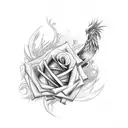 phoenix with rose arm sleeve tattoo design idea