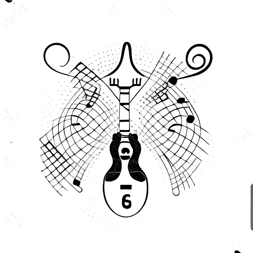 Guitar strings transforming into musical notes tattoo design idea
