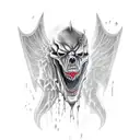 grim reaper sharp fangs scythe ripped cape wings tattoo design idea