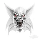 half angel half demon face and the demon half has a horn and sharp fangs tattoo design idea