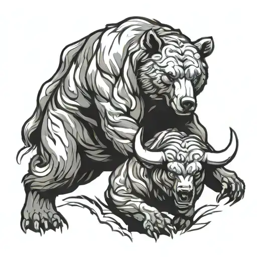 bear vs bull tattoo design idea