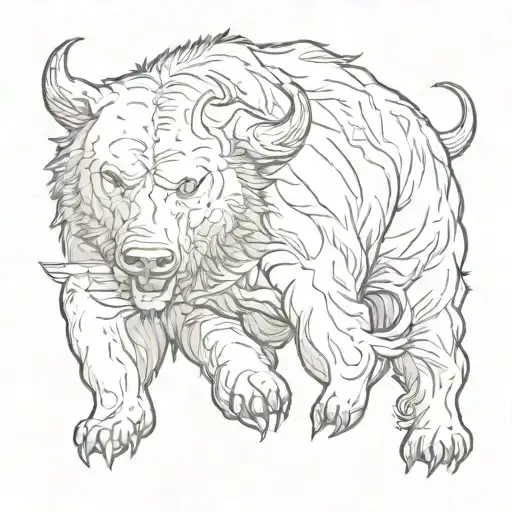 bear vs bull tattoo design idea