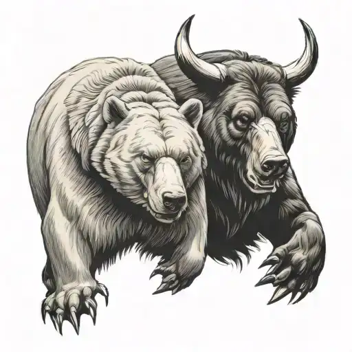 bear vs bull tattoo design idea