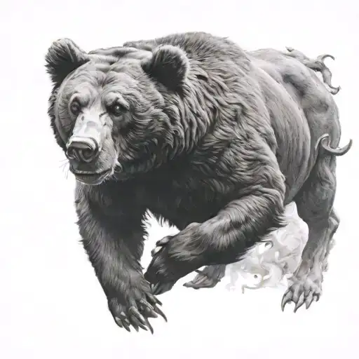 bear vs bull battle tattoo design idea