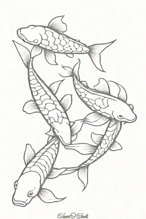 Three koi fish tattoo design idea