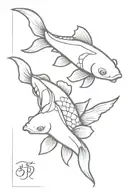 Three koi fish tattoo design idea