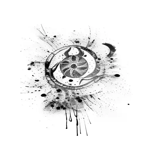 paint swirls and splatter sleeve tattoo design idea