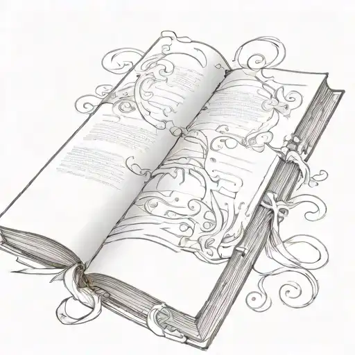 weathered book open tattoo design idea