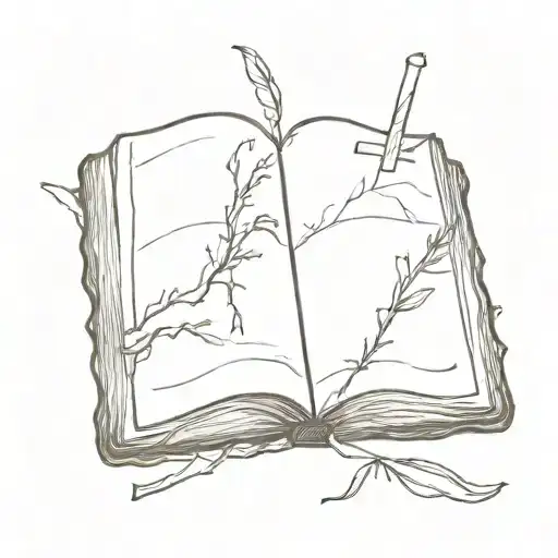 weathered book open tattoo design idea