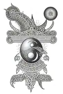 Spinal tattoo including the traditional eye of Horus at the top of the spine, then moon & Arabic saying tattoo design idea