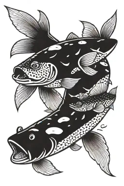 pike an catfish swarm tattoo design idea