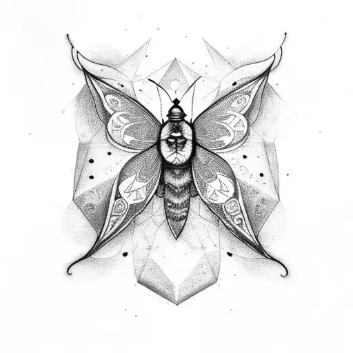 lunar moth, Crystal moon, cannabis tattoo design idea