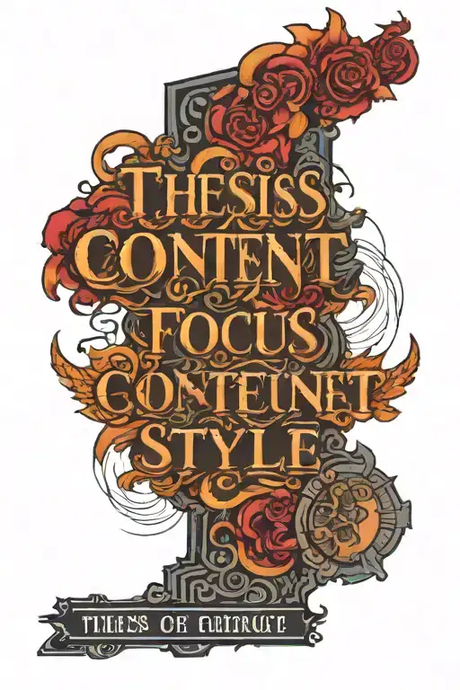text that reads: "THESIS FOCUS CONTENT STRUCTURE STYLE" tattoo design idea