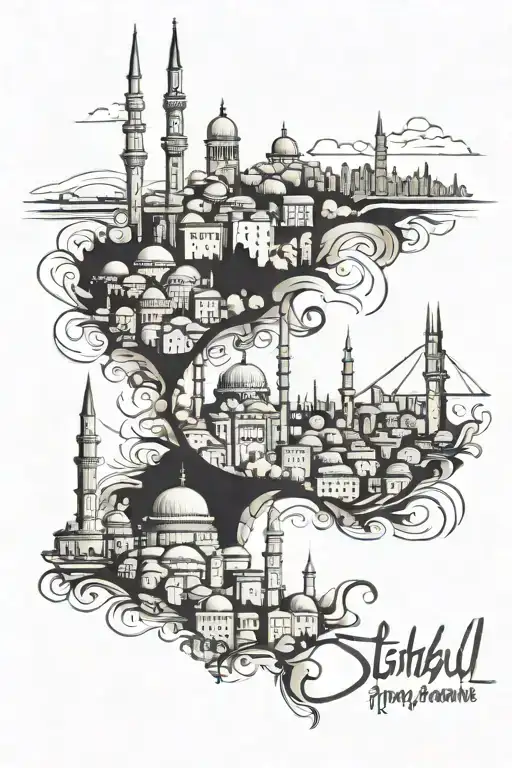 İstanbul Skyline buildings tattoo design idea