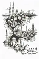 İstanbul Skyline buildings tattoo design idea