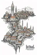 İstanbul Skyline buildings tattoo design idea
