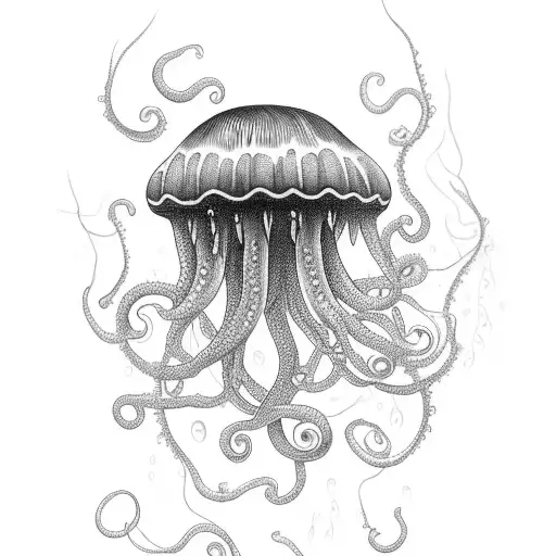 jellyfish, tentacles wrapped around his leg tattoo design idea