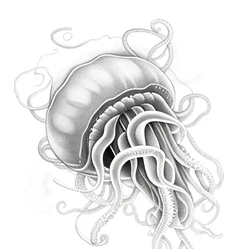 jellyfish, tentacles wrapped around his leg tattoo design idea