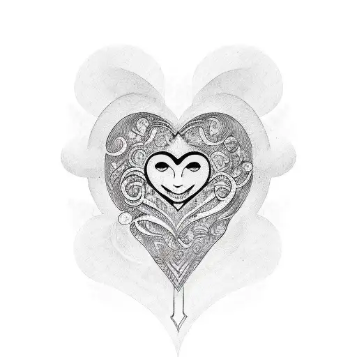 A traditional style tattoo of a smiling heart surrounded by EKG waves tattoo design idea