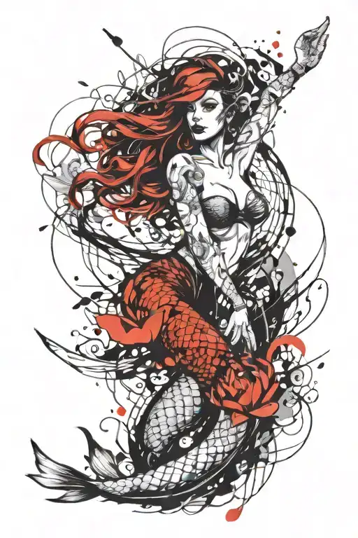 siren mermaid tattoo design idea