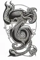 fishing hook intertwined tattoo design idea