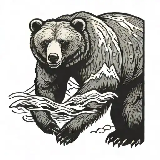 Kodiak, Alaska Island with grizzly bear tattoo design idea