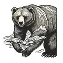 Kodiak, Alaska Island with grizzly bear tattoo design idea