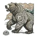 Kodiak, Alaska Island with grizzly bear tattoo design idea
