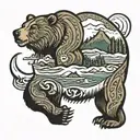 Kodiak, Alaska Island with grizzly bear tattoo design idea